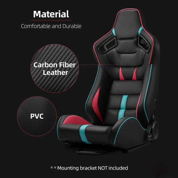 JIABEIR 1041D Black/Pink High Quality Leather Car Vehicle Comfortable Gaming Station Adjustable Sim Bucket Sport Racing Seats
