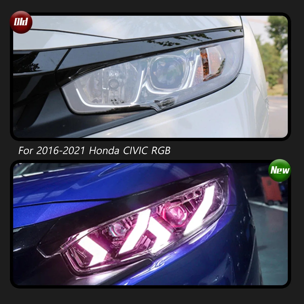 TYPY Car Front Lamp For Honda Civic Headlight RGB LED Projector Headlamp Assembly 2016-2021 Turn Signals Daytime Running Lights