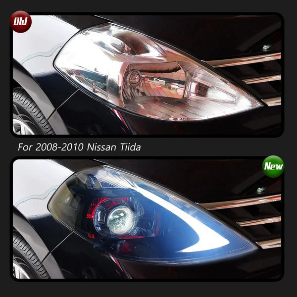 TYPY New LED Head Lamp Upgrade Modified For Nissan Tiida Headlight 2008-2010 Headlight Dynamic Signal Head Lamp Auto Accessories