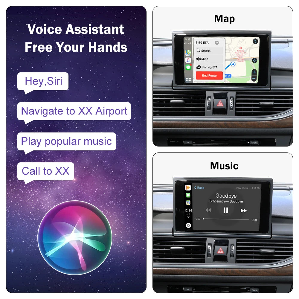 Wireless CarPlay for Audi A6 A7 2012-2018, with Android Auto Interface Mirror Link AirPlay Bluetooth Rear Camera carplay