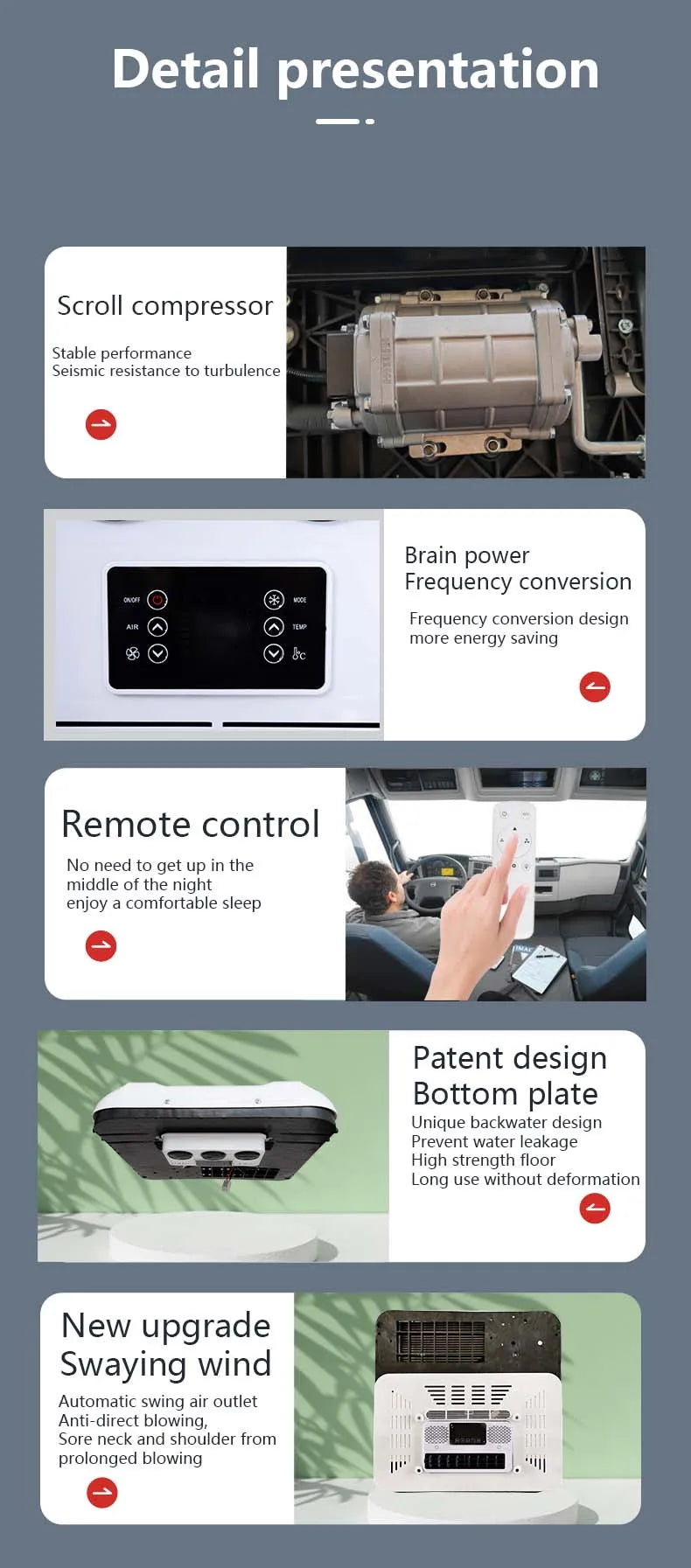 Electric Truck Air Conditioning Systems Parking Air Conditioner 12 Volt 24v Split Parking Cooler For Camper Van Cabin