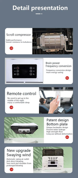 Electric Truck Air Conditioning Systems Parking Air Conditioner 12 Volt 24v Split Parking Cooler For Camper Van Cabin