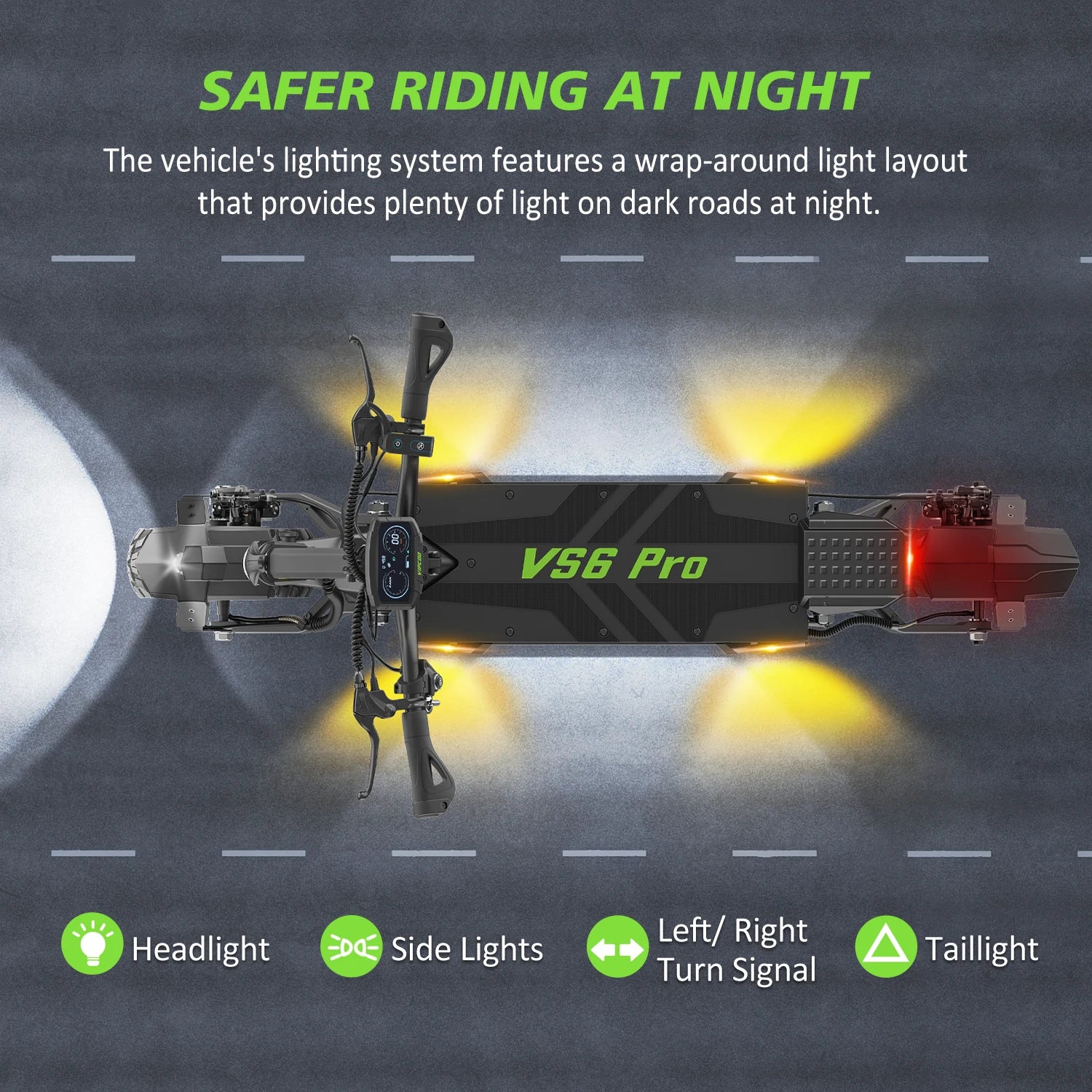 VIPCOO VS6 PRO Fast Electric Scooter 2x1200W Dual Motors 52V 20.8Ah Power Battery 50-65Km Range Foldable Adult City E-Scooter