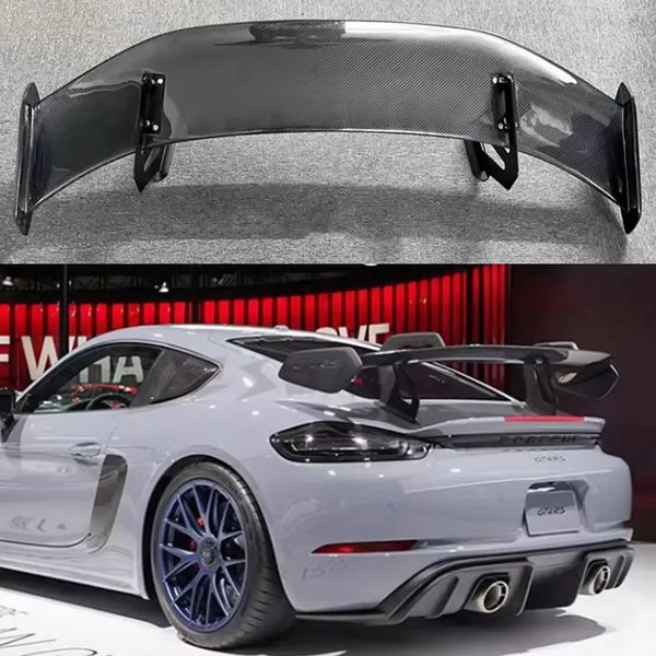 For Porsche 718  982 Cayman Boxste Carbon Fiber Tail fins Rear Trunk Spoiler Guide Wing Rear Wing GT4 RS Style upgraded body kit