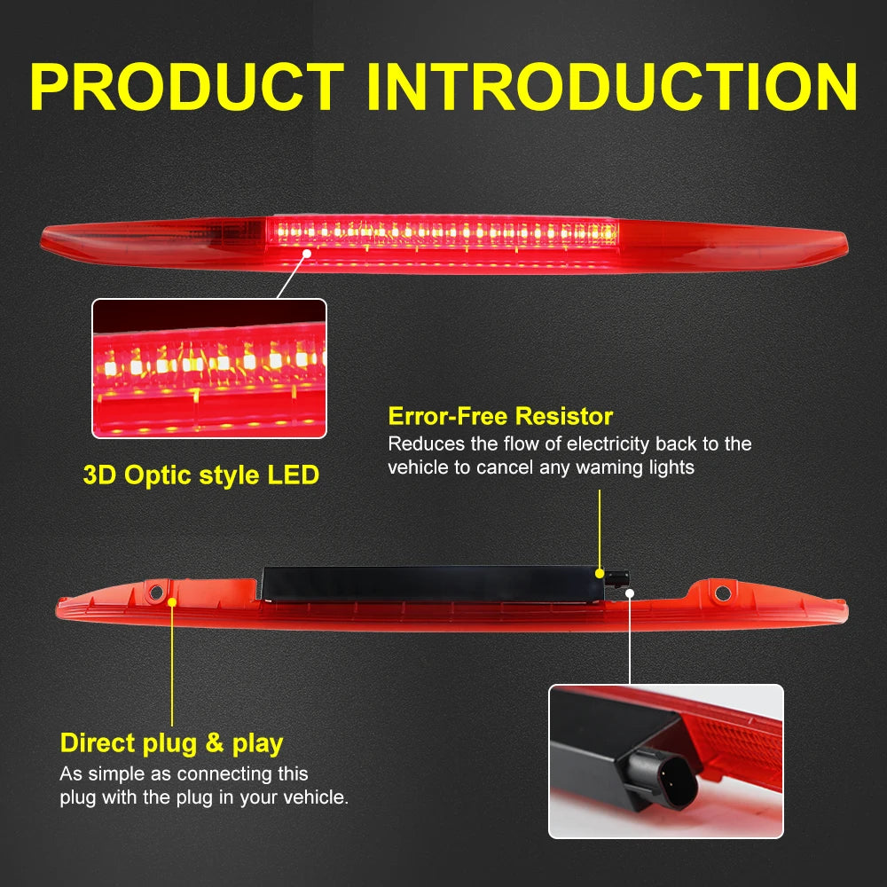 For 1996-2004  Boxster 986 Smoked RED LED Third Brake Light High Mount Stop Lamp OEM:98663105000