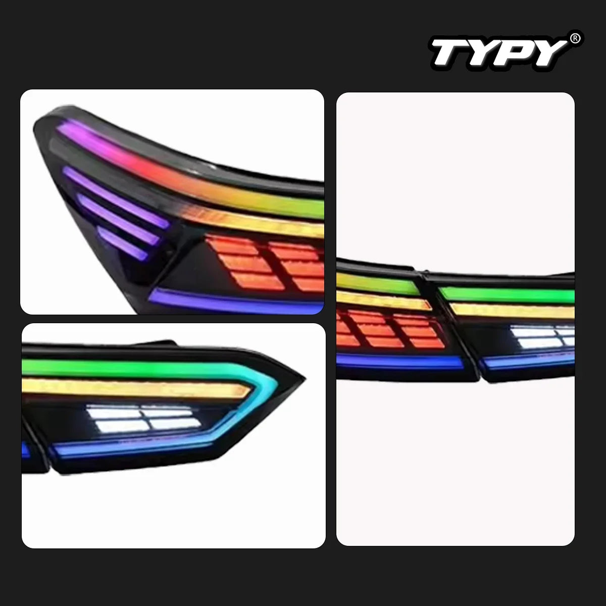TYPY New LED Taillight Upgrade Modified Full Tail Lamp Car Accessories For Toyota Camry RGB 2018-2023 Dynamic Turn Signals