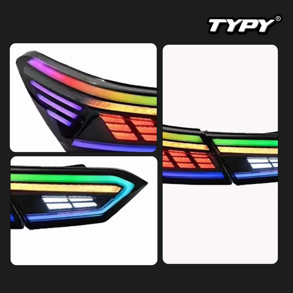 TYPY New LED Taillight Upgrade Modified Full Tail Lamp Car Accessories For Toyota Camry RGB 2018-2023 Dynamic Turn Signals