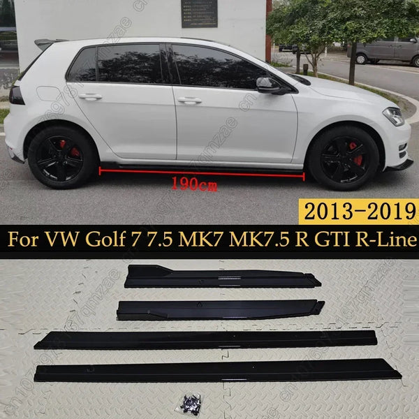4pcs Car Side Skirt 1.90m Winglet Splitters Lip Side Spoiler For VW Golf 7 7.5 MK7 MK7.5 R GTI R-Line 2013-2019 Side Bumper Lip