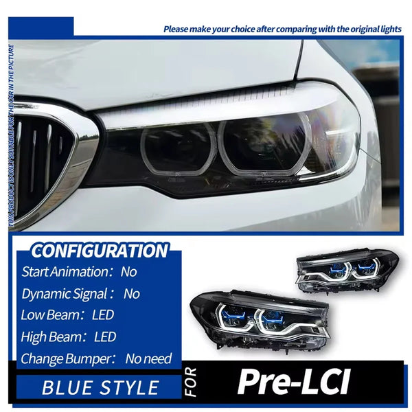 Car For BMW 5 Series G30 G38 Headlights 2018-2020 Upgrade Modified to New DRL Dynamic Turn Signal LED Headlight Auto Accessories