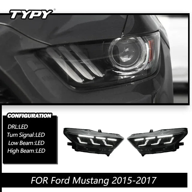 TYPY Car Lights For Ford Mustang RGB 2015-2017 Headlight LED Projetor head Lamp Daytime Running Light Automotive Accessories