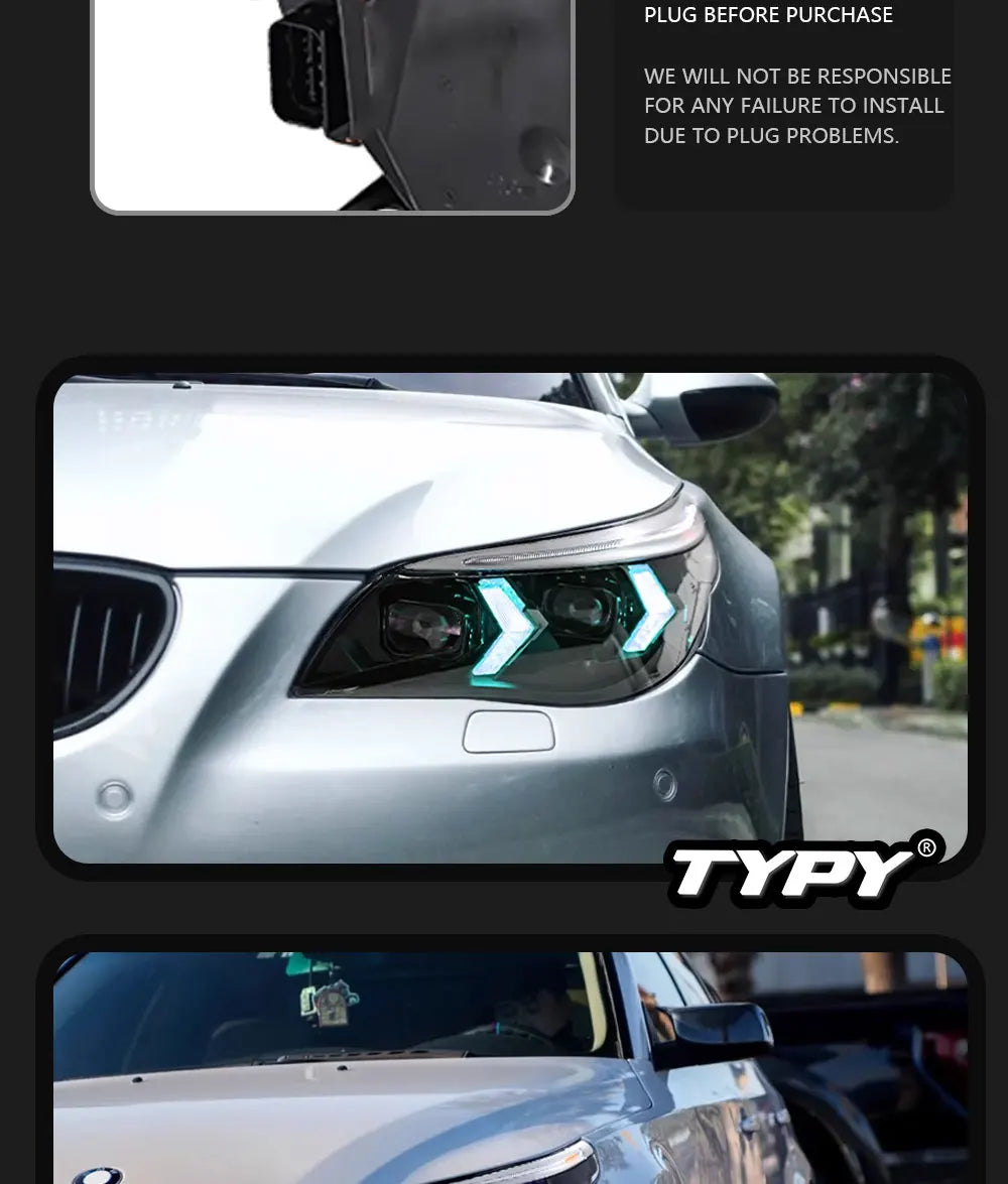 TYPY Car For BMW 3 Series E60 RGB Headlight 2004-2010 Upgrade Modified to New Dynamic Turn Signal LED Headlight Auto Accessories