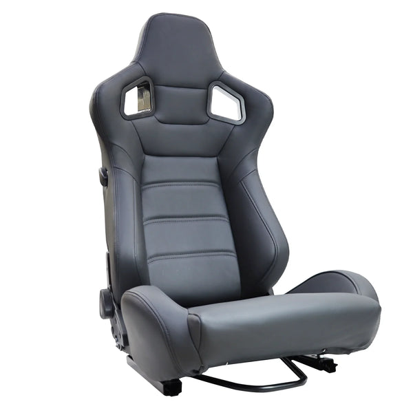 JIABEIR 1041 Universal Slider Quick Release Black Leather Bucket Racing Seats
