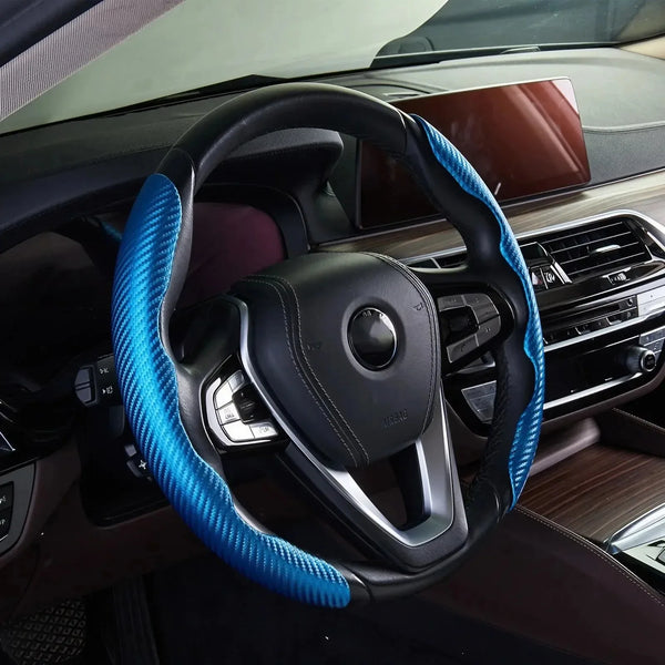 Universal Steering Wheel Cover, Ultra-Thin Carbon Fiber Anti-Slip Pattern, Fits Most Car Wheels