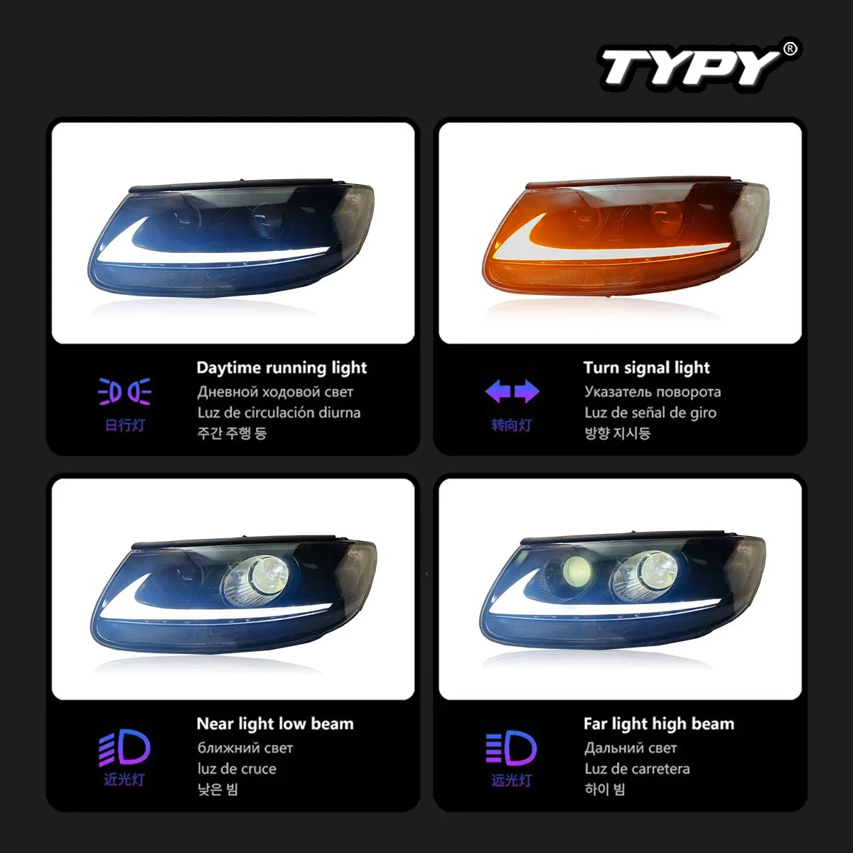 TYPY New LED Head Lamp Upgrade Modified For Hyundai Santa Fe Headlight 2007-2012 Dynamic Signal Head Lamp Auto Accessories
