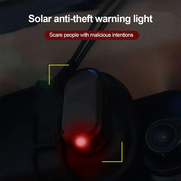 Solar Powered Car Fake Security Light Simulated Dummy Alarm Wireless Warning Anti-Theft Caution Lamp LED Flashing Imitation