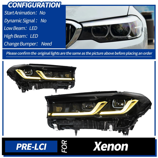 AKD Head Lamp for BMW G30 G38 LED Headlight 2018-2020 Headlights 525i 530i M5 DRL Turn Signal High Beam Angel Eye Projector Lens