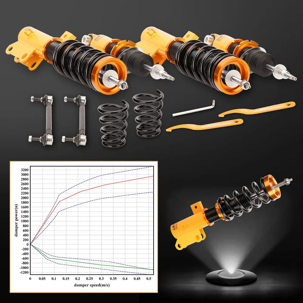 Coilover for Chevrolet Camaro 2010-2015, 24 Level Adjustable Damper Coilovers Suspension Kit Strut, Coil Spring Shock Absorber