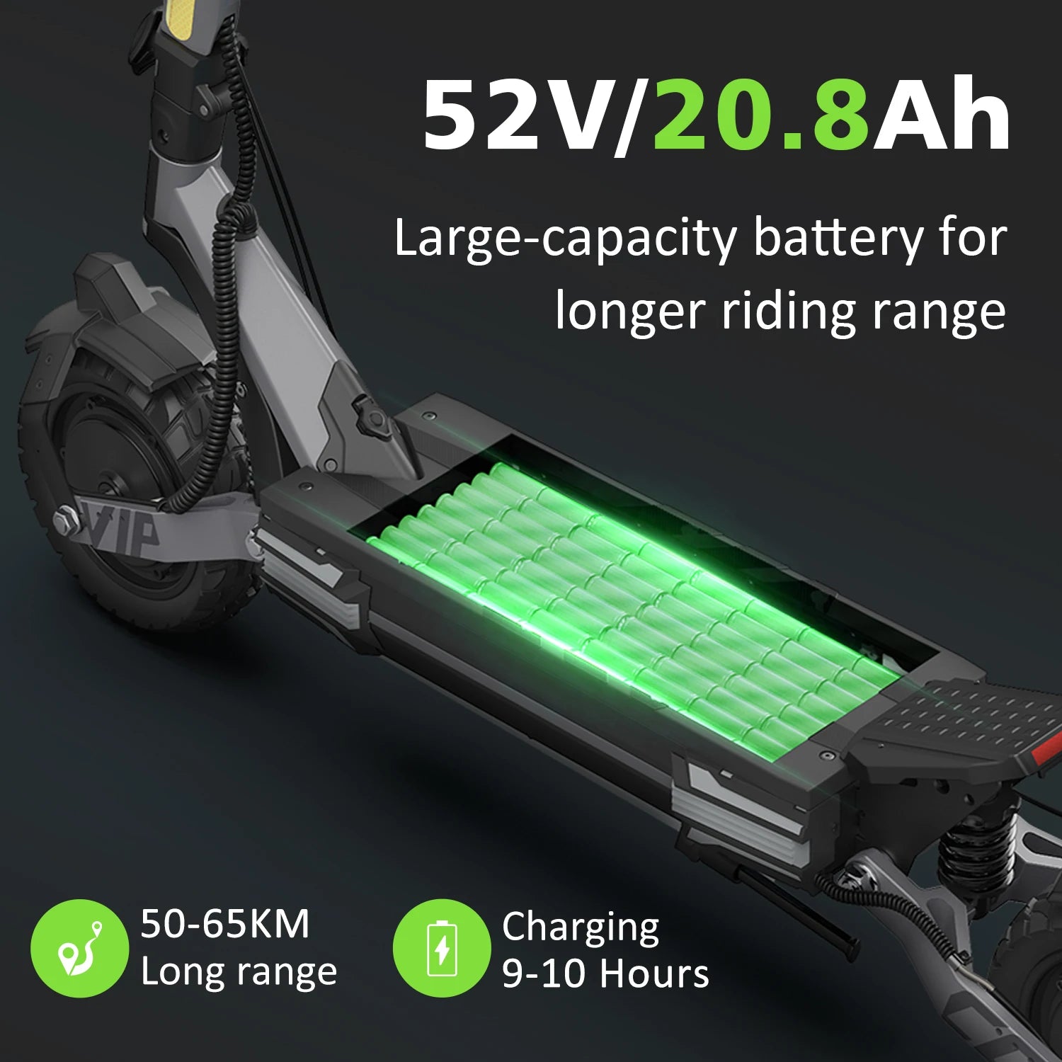 VIPCOO VS6 PRO Fast Electric Scooter 2x1200W Dual Motors 52V 20.8Ah Power Battery 50-65Km Range Foldable Adult City E-Scooter