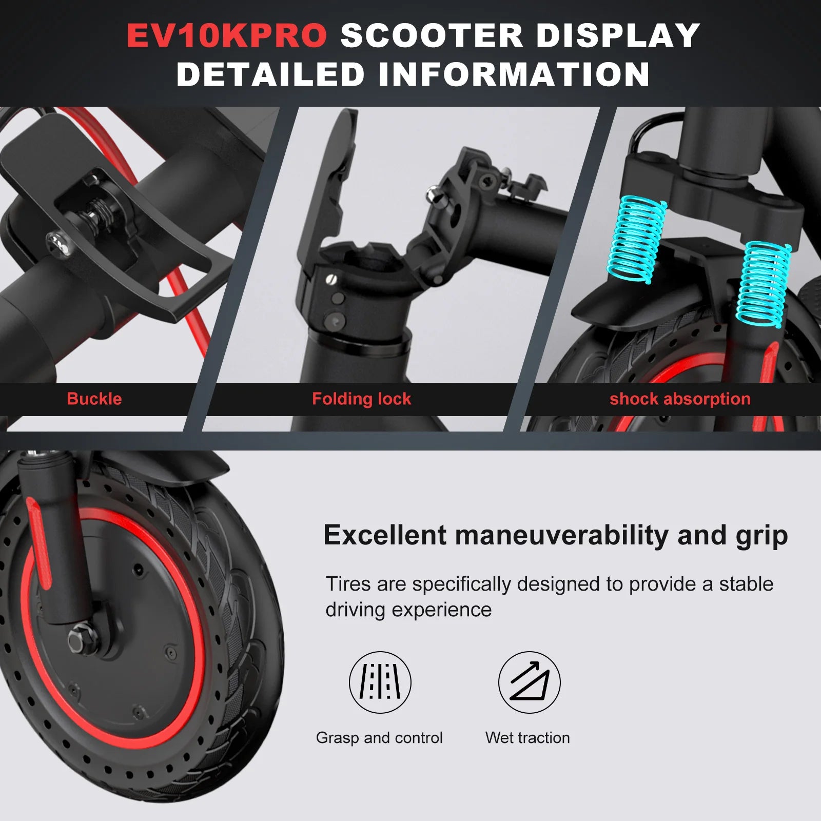EVERCROSS PLUS EV10K Pro Electric Scooter for Adults, 10" Foldable Scooter, App Control, 500W Motor, 410WH Battery, Max Speed 25