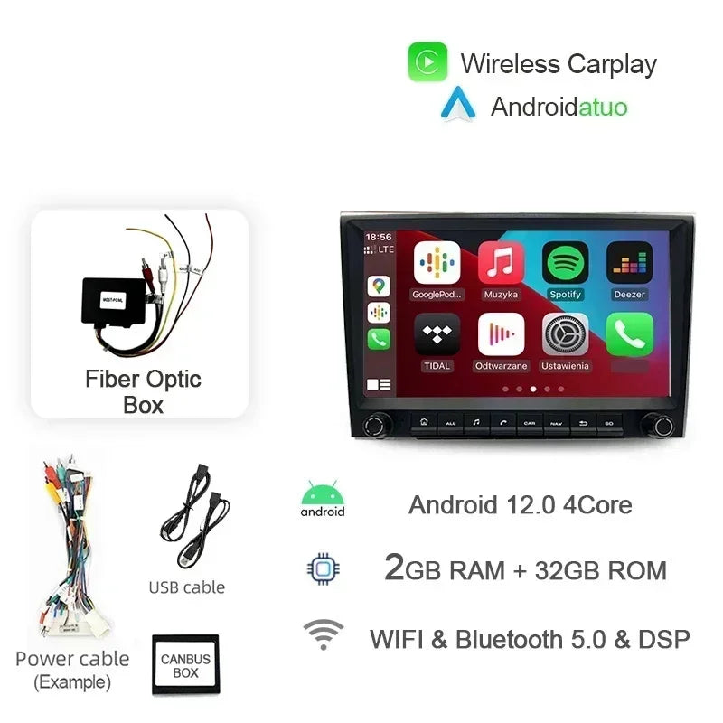 8G 256GB 7" Auto Android 12 Car Radio GPS Player Carplay Navi Bluetooth Wifi For Porsche 911 996 986 Boxster Carrera 1998-2006