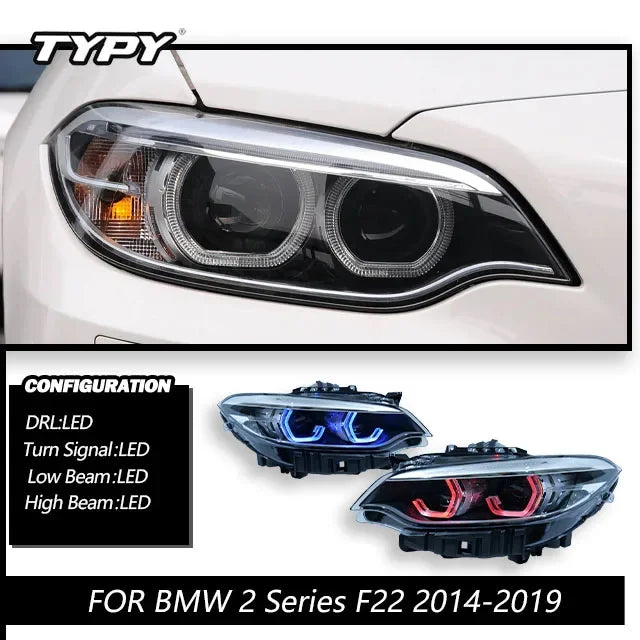 TYPY New LED Head Lamp Upgrade Modified For BMW 2 Series F22 RGB Headlight 2014-2019 Dynamic Signal Head Lamp Auto Accessories