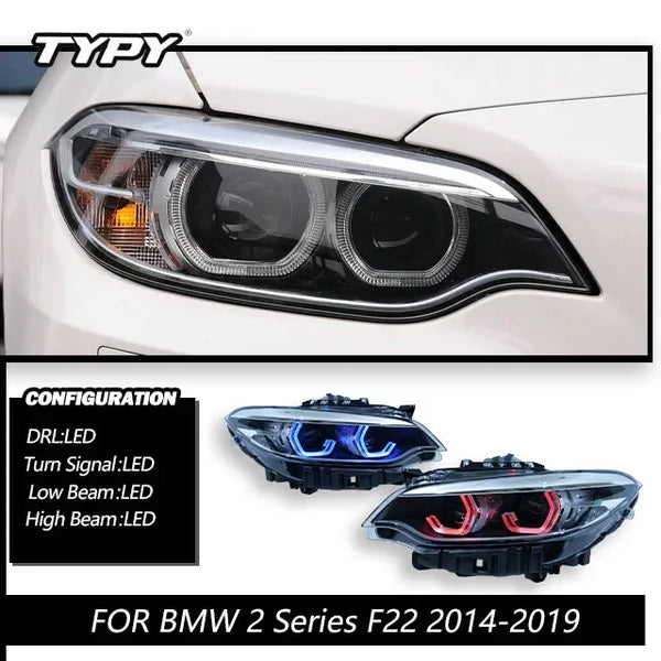 TYPY New LED Head Lamp Upgrade Modified For BMW 2 Series F22 RGB Headlight 2014-2019 Dynamic Signal Head Lamp Auto Accessories