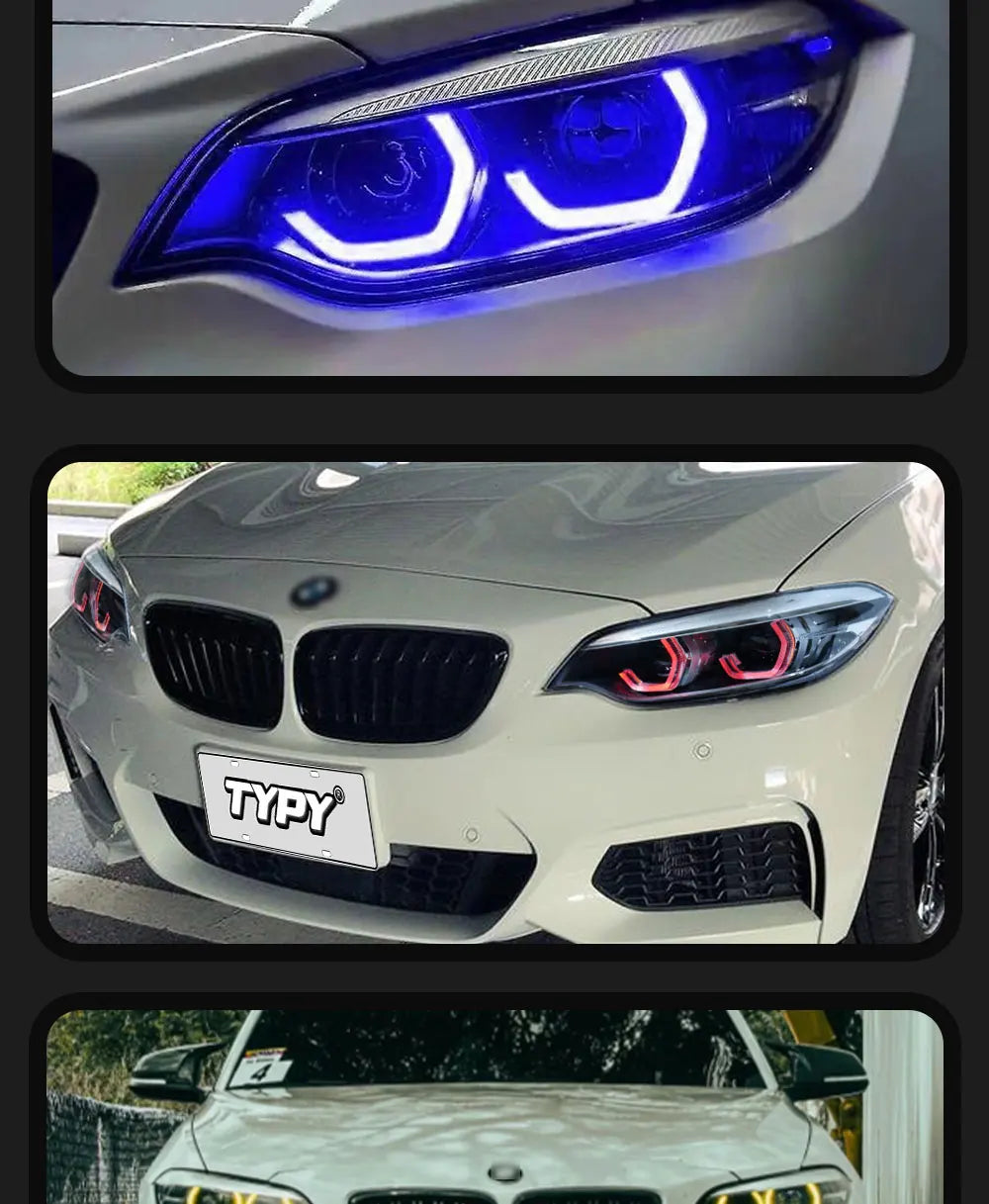 TYPY New LED Head Lamp Upgrade Modified For BMW 2 Series F22 RGB Headlight 2014-2019 Dynamic Signal Head Lamp Auto Accessories