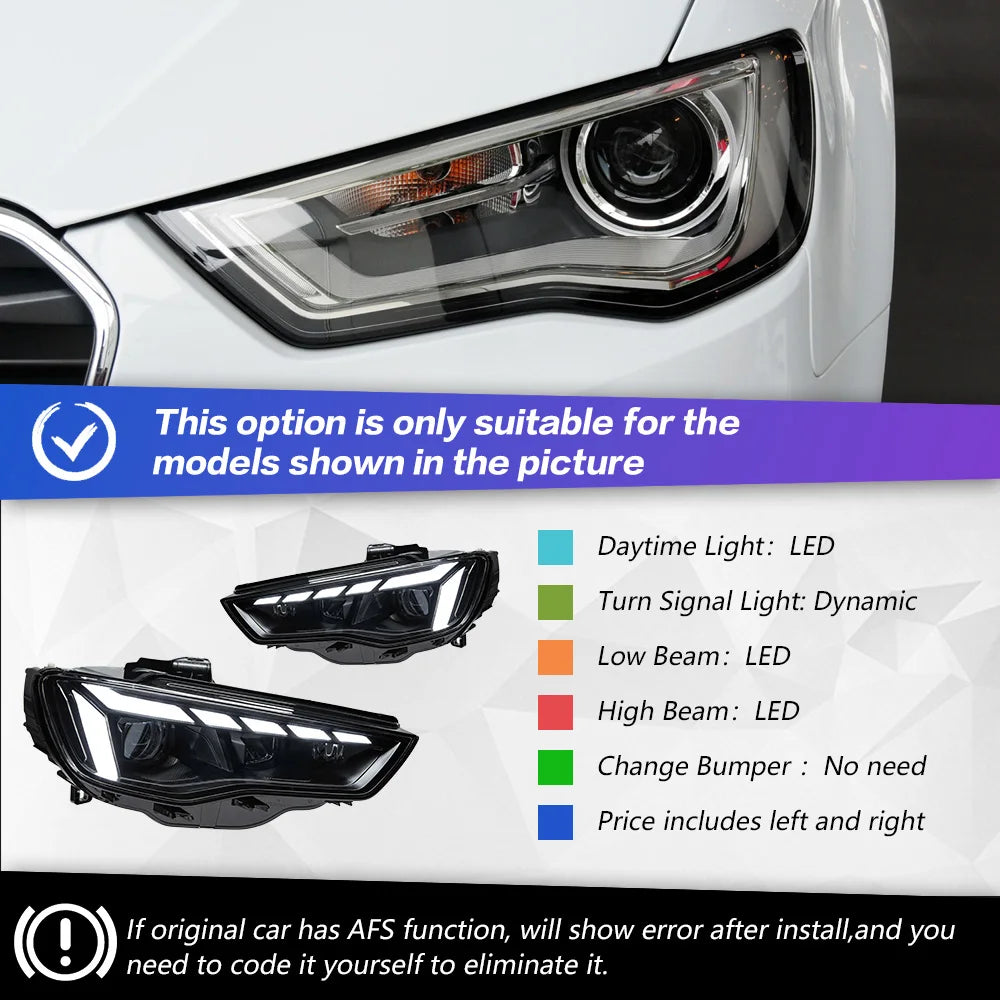 Car For Audi A3 8V 2013-2016 Sedan S3 Hatchback RS3 Headlights Drl Hella Led Bi Xenon Bulb Fog Lights Car Accessory Head Lamp