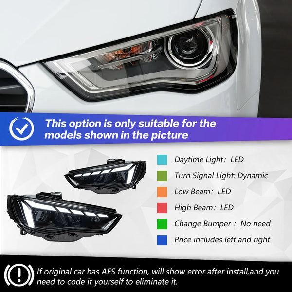 Car For Audi A3 8V 2013-2016 Sedan S3 Hatchback RS3 Headlights Drl Hella Led Bi Xenon Bulb Fog Lights Car Accessory Head Lamp