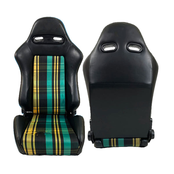 2pcs Grey Suede With Sliders Recline Knob Sport Bucket Racing Seats