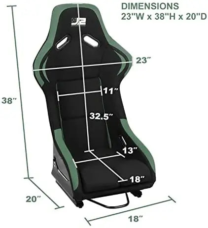 Pair Of Universal Fiberglass Black Green Suede Bucket Racing Seat Come With Double Slider1022