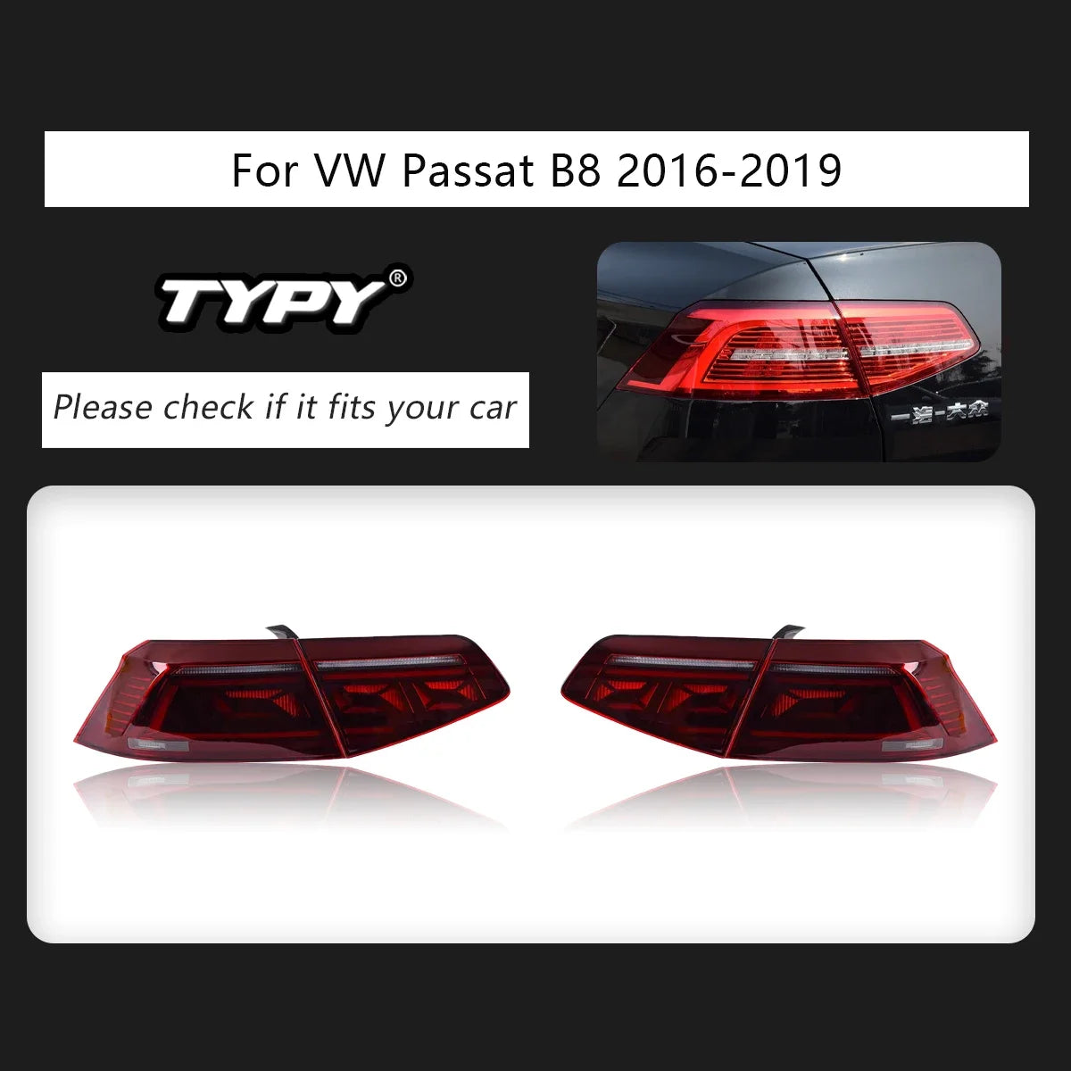 TYPY Car Light For VW Passat B8 Taillights 2015-2020 Upgrade Modified LED DRL Taillamps Dynamic Turn Signal Lamp Car Accessories