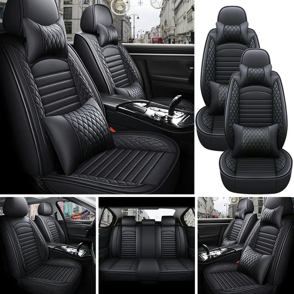 5-Seats PU Leather Universal Car Seat Covers Full set Front Rear Seat Cushion