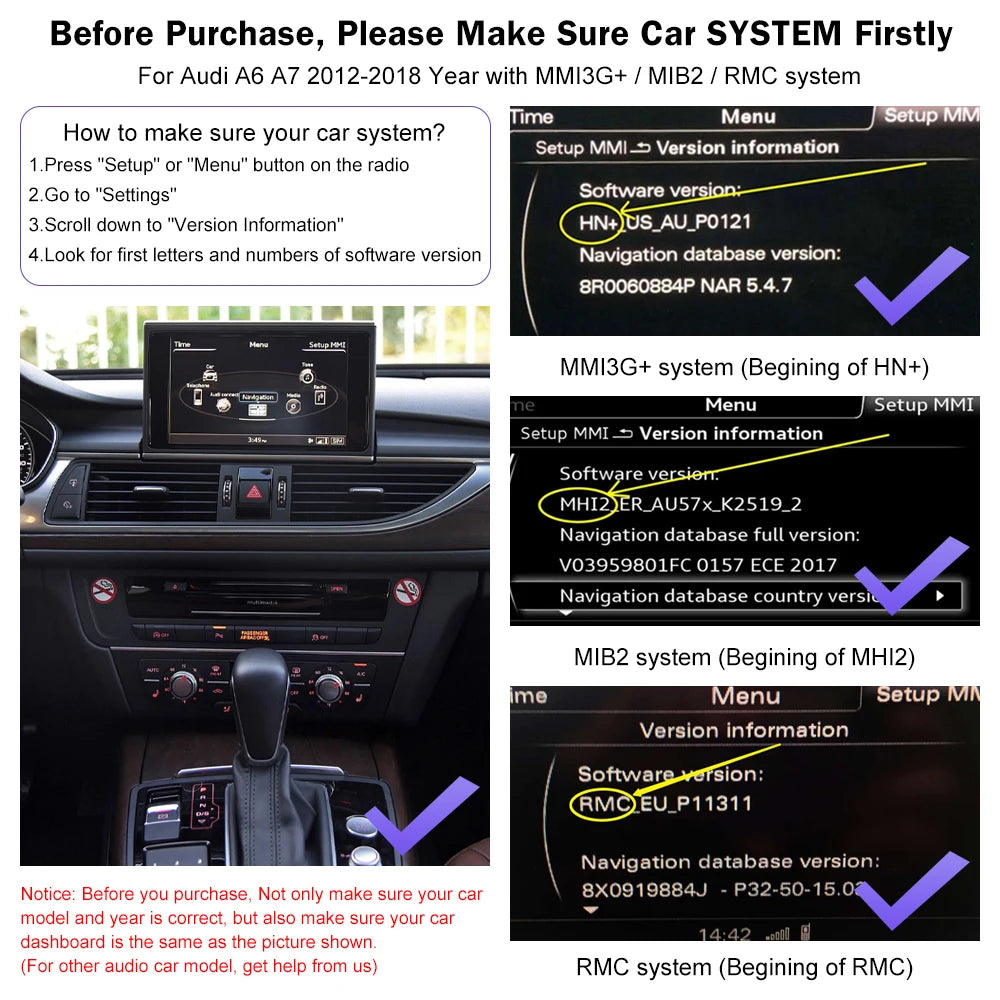 Wireless CarPlay for Audi A6 A7 2012-2018, with Android Auto Interface Mirror Link AirPlay Bluetooth Rear Camera carplay