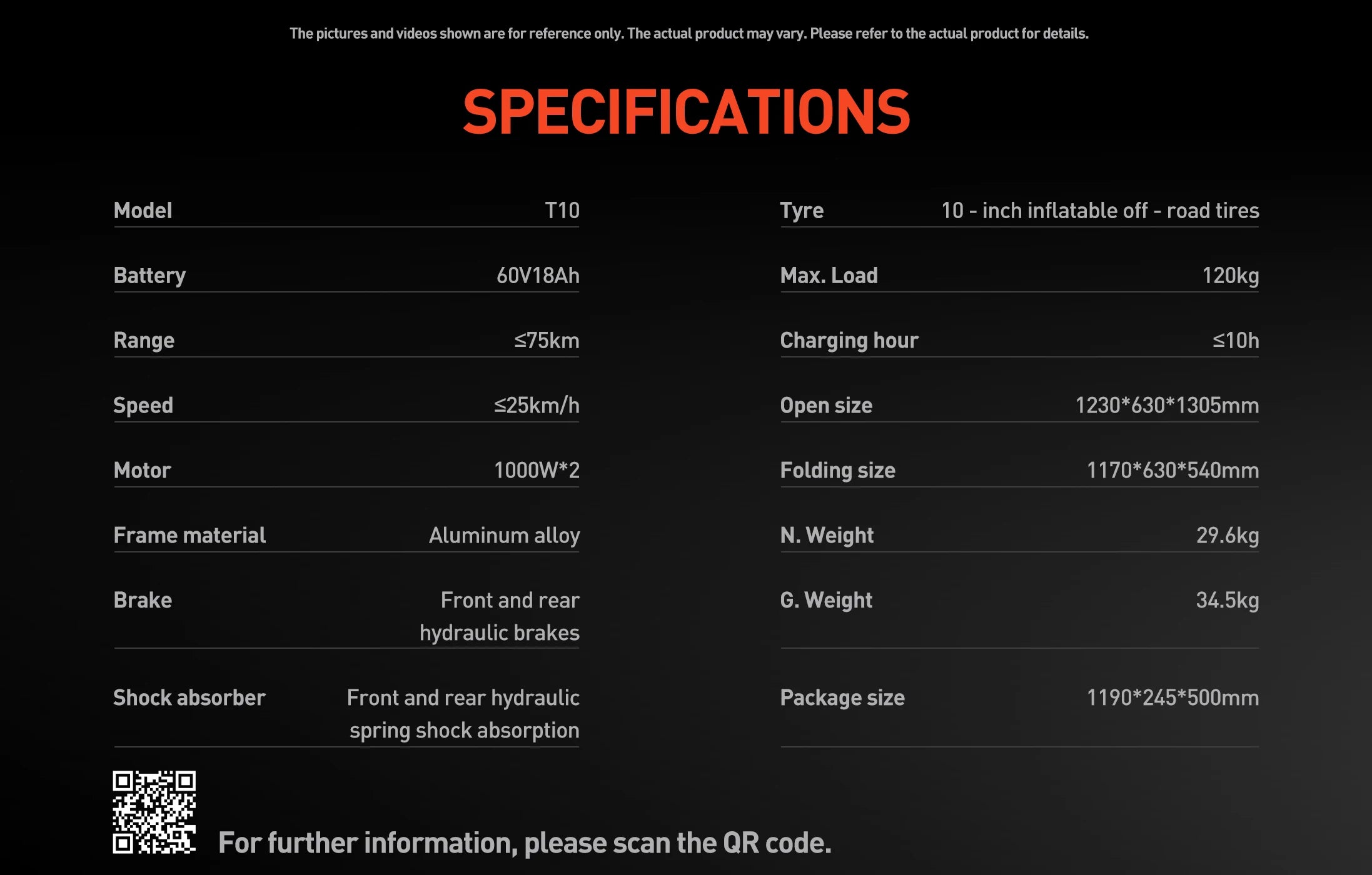 JOYOR T10 Electric Scooter for adults 2000W Dual Motor 60V18Ah Battery 10 Inch Tire Hydraulic Brake Electric scooter Foldable