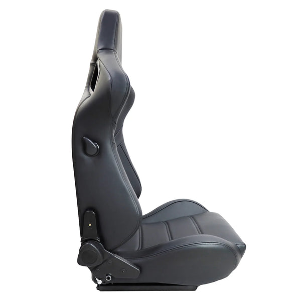 JIABEIR 1041 Universal Slider Quick Release Black Leather Bucket Racing Seats