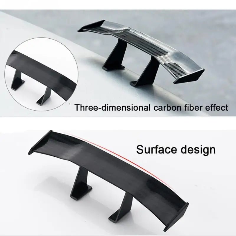 Universal Mini Spoiler 3D Rear Trunk Wing Boot Lip Spoiler Stickers Car Exterior Funny Accessories Decoration Carbon Fiber Look