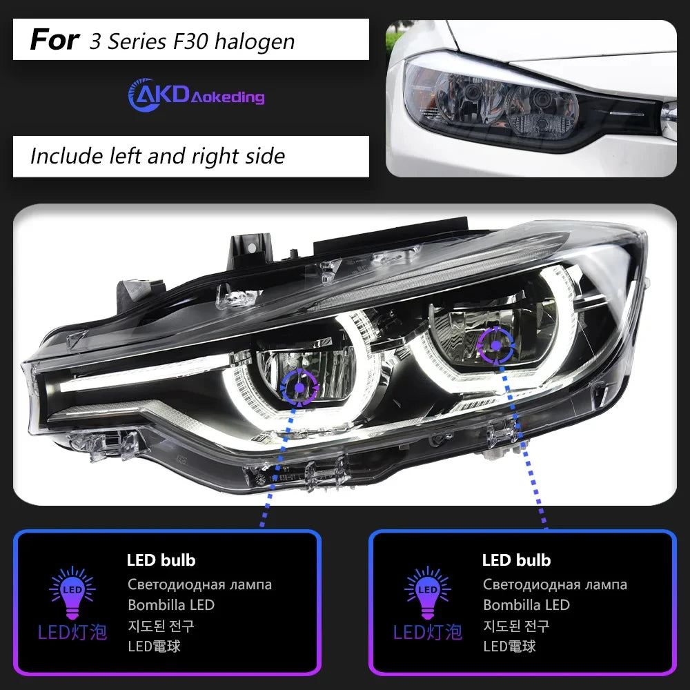 AKD Head Lamp for BMW F30 F31 F35 LED Headlight 2013-2019 Headlights 3 Serie DRL Turn Signal High Beam Angel Eye Projector Lens