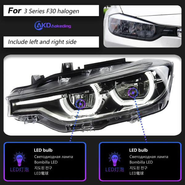 AKD Head Lamp for BMW F30 F31 F35 LED Headlight 2013-2019 Headlights 3 Serie DRL Turn Signal High Beam Angel Eye Projector Lens