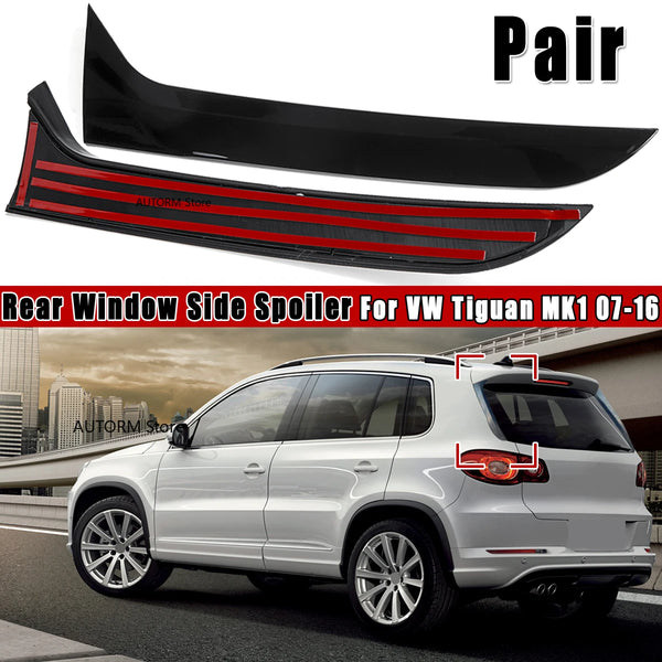 For Volkswagen For VW Tiguan MK1 Glossy Black Car Rear Window Side Spoiler Canard Splitter Trim Spoilers Replacement 2007-2016