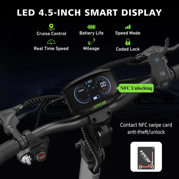 VIPCOO VS6 PRO Fast Electric Scooter 2x1200W Dual Motors 52V 20.8Ah Power Battery 50-65Km Range Foldable Adult City E-Scooter