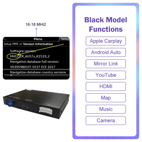 Wireless CarPlay for Audi A6 A7 2012-2018, with Android Auto Interface Mirror Link AirPlay Bluetooth Rear Camera carplay