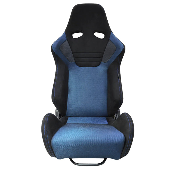 JIABEIR 1099 Universal Slider Quick Release Black Suede Blue Mesh Bucket Racing Seats