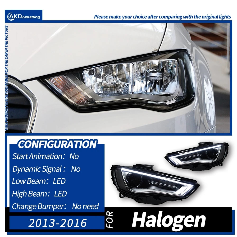 AKD Car Styling Head Lamp for Audi A3 Headlights 2013-2016 A3 8V LED Headlight Projector Lens DRL Head Lamp Auto Accessories