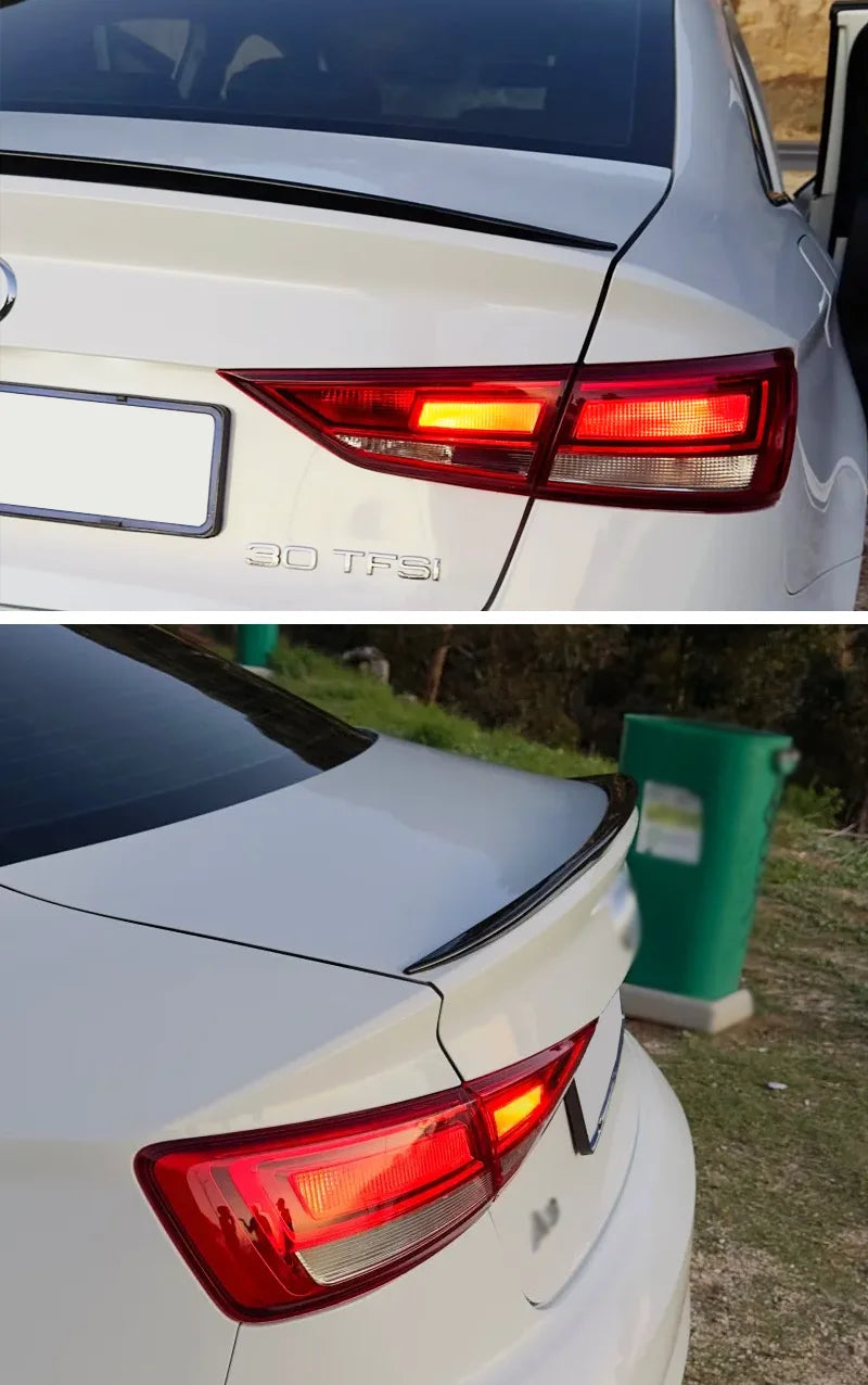 For Audi Accessories A3 8V A4 A6 2013-2020 Sedan Car Rear Trunk Spoiler Boot Wing Glossy Black Soft Rubber 121CM