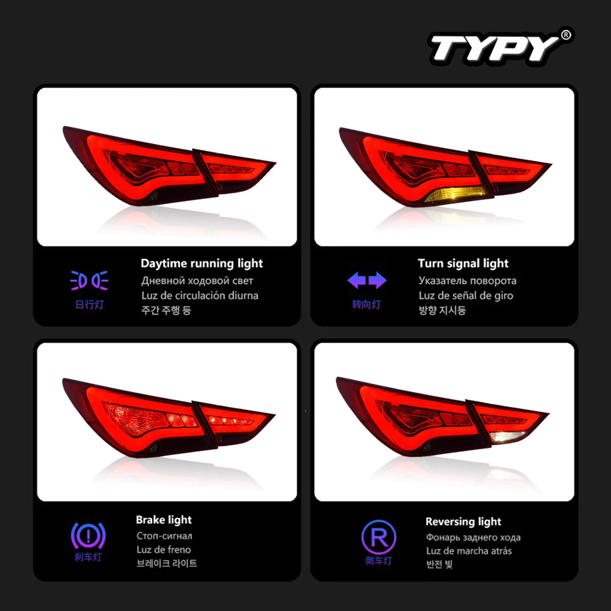 TYPY Car Tail Lights For modern Sonata 2011-2015 LED Car Tail Lamp Daytime Running Lights Car Accessories