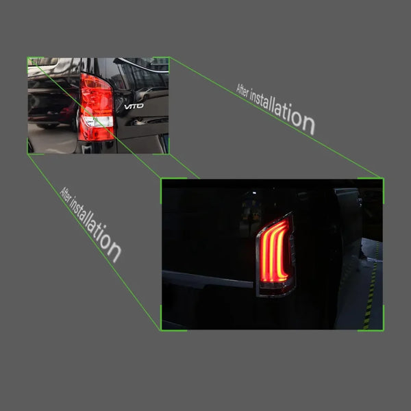 Pair Of Car Tail Light Assembly For Benz Vito V260 2016-2022 LED Brake Flowing Water Flicker Plug and Play Tail Lamps Taillights