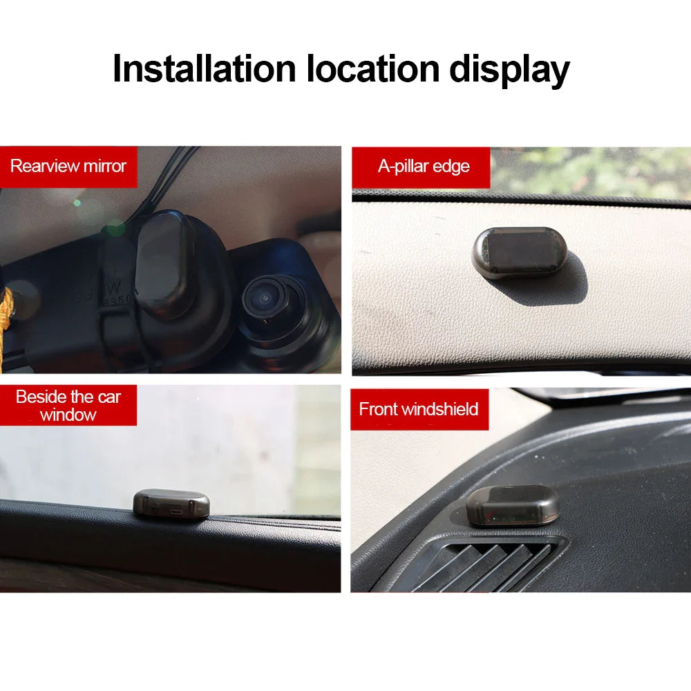 Solar Powered Car Fake Security Light Simulated Dummy Alarm Wireless Warning Anti-Theft Caution Lamp LED Flashing Imitation