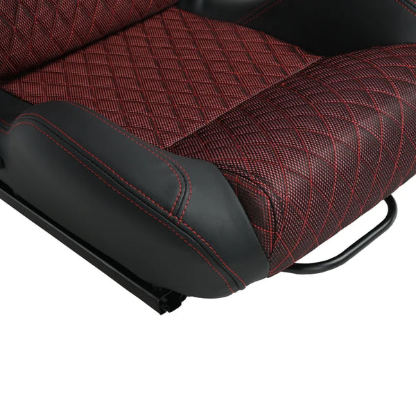 JIABEIR 1035D 2PCS Universal Red Shinny Breathable Mesh Fabric Car Racing Seats