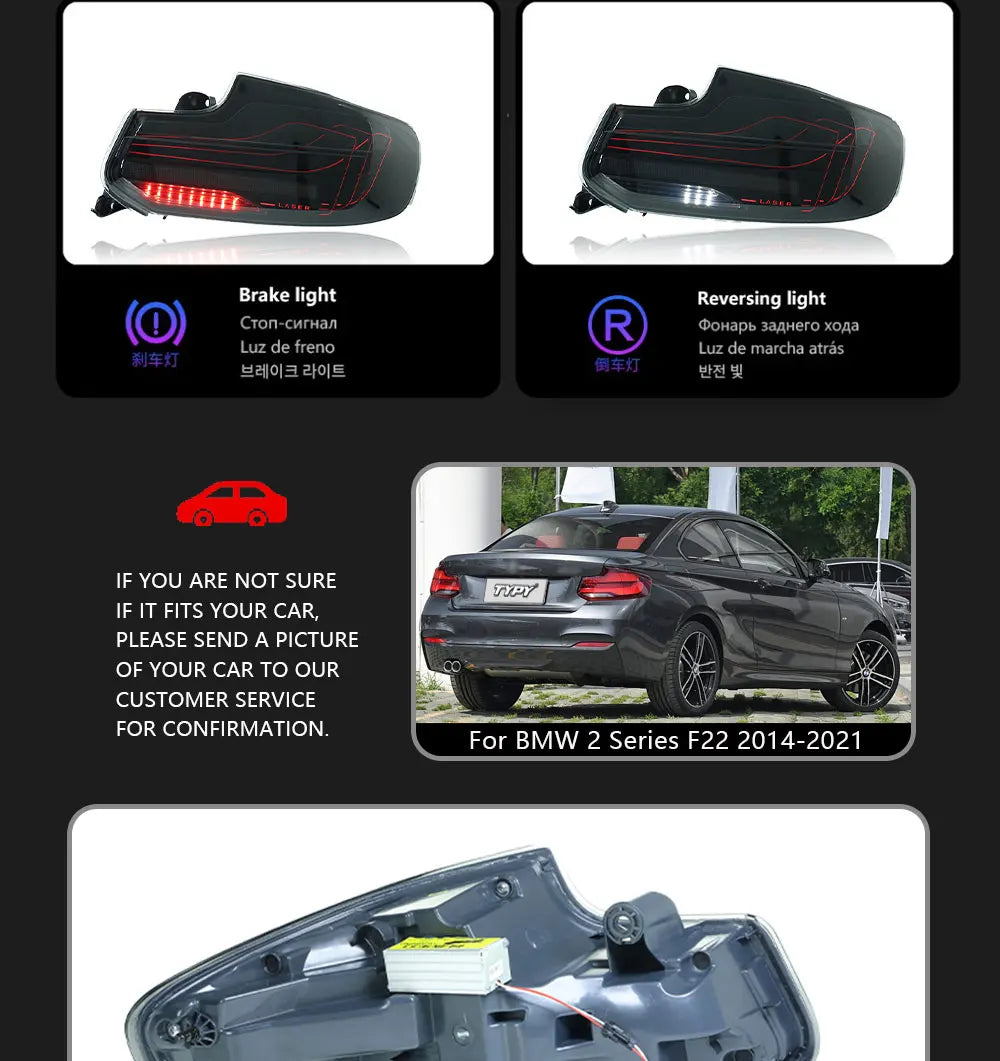 TYPY Car Taillight For BMW 2 Series F22 Tail Lamp 2014-2021 RGB LED Projector Tail Lamp New Running Lights Water Turn Signal